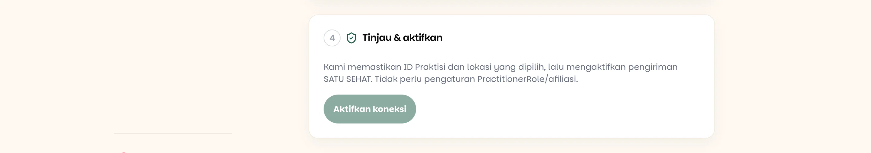 Langkah 4 Tinjau dan aktifkan dengan tombol Aktifkan koneksi